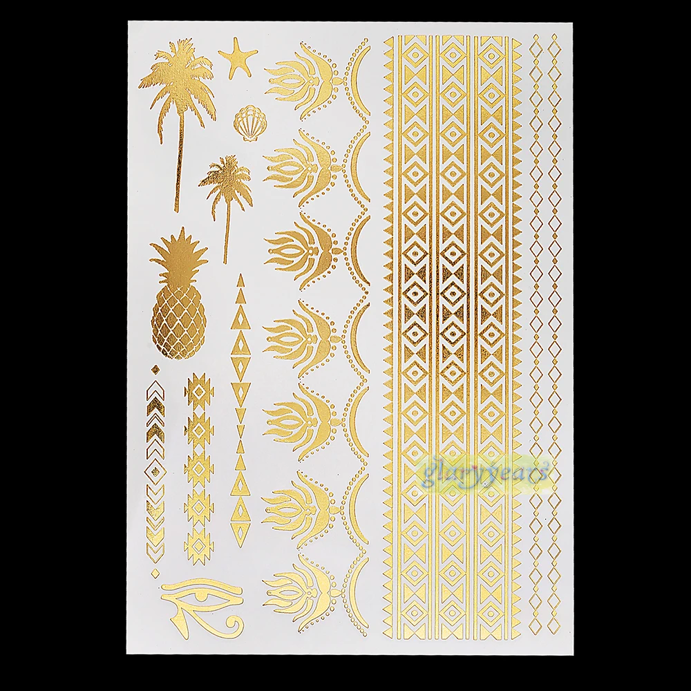 1 шт. новые золотые сексуальные нетоксичные татуировки Henna GYH-030 Pineapplen дерево