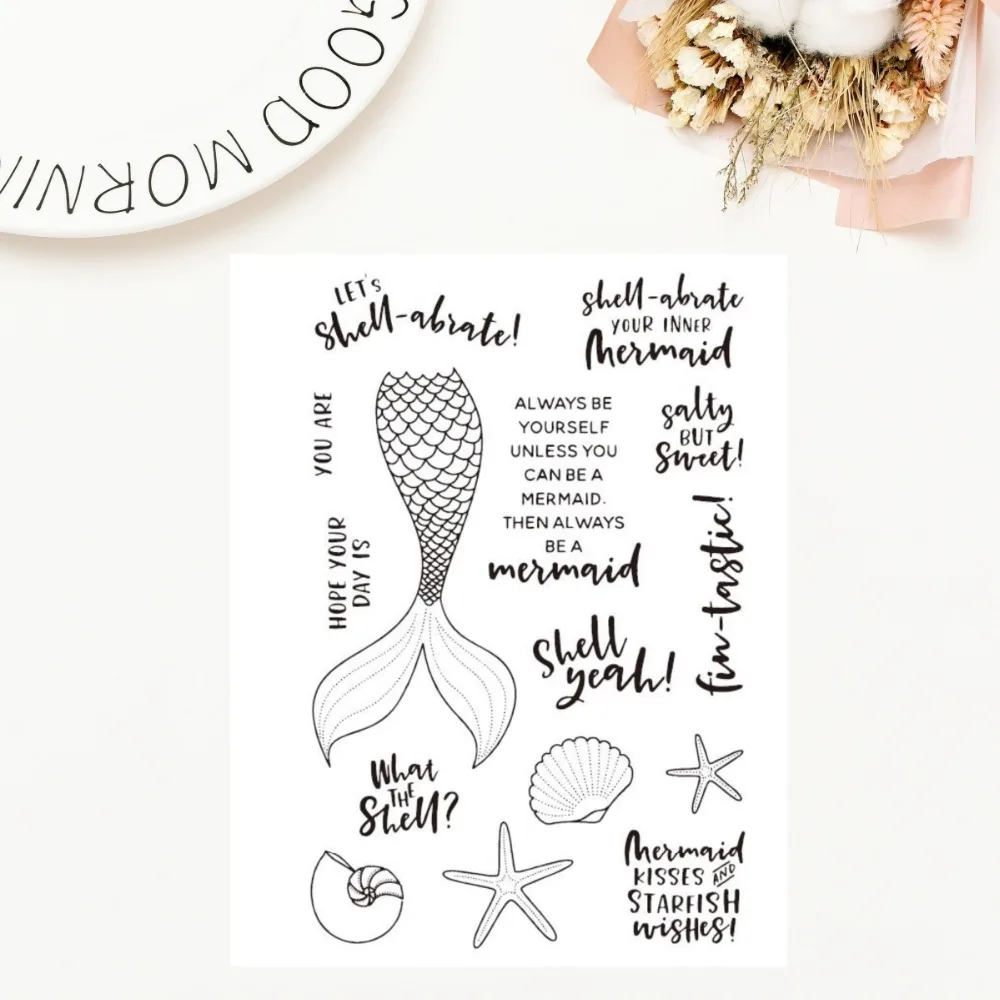 Mermaid Shell Words Transparent Clear Silicone Stamp for Seal DIY Scrapbooking Photo Album Decorative Clear Stamp Craft
Mermaid Shell Words Transparent Clear Silicone Stamp for Seal DIY Scrapbooking Photo Album Decorative Clear Stamp Craft