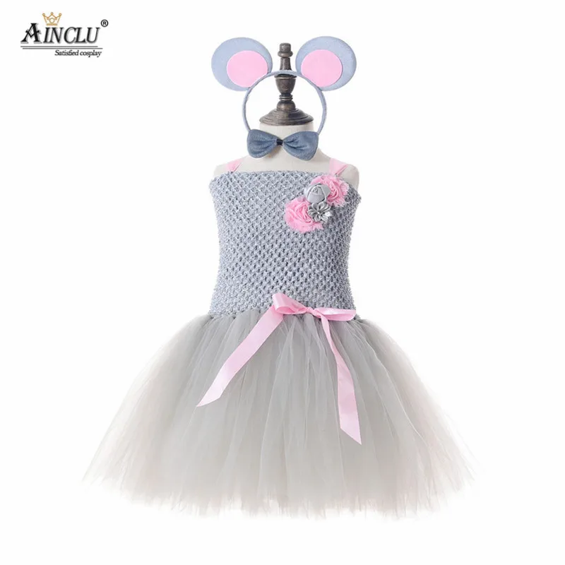 Фото Платье-пачка в виде мыши серо-розовое платье до колен для дня рождения