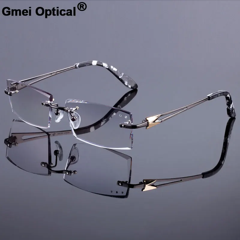 Trendiest Men Style Frame Women Titanium Alloy Optical Frame Diamond Trimming Cut Rimless Spectacles With Gradient Tint Lenses
Trendiest Men Style Frame Women Titanium Alloy Optical Frame Diamond Trimming Cut Rimless Spectacles With Gradient Tint Lenses