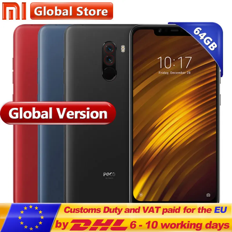 

Global Version Xiaomi POCOPHONE F1 6GB 64GB POCO F1 Smartphone Snapdragon 845 AI Dual Camera 6.18" Full Screen Display 4000mAh