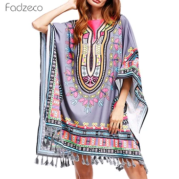Fadzeco Summer Beach Dress Women's Batwing Sleeves Cover Up Print Tassel African Dresses Ethnic Print Dashiki African Mini Dress
Fadzeco Summer Beach Dress Women's Batwing Sleeves Cover Up Print Tassel African Dresses Ethnic Print Dashiki African Mini Dress