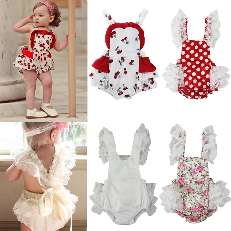 2017 New Sweet Kids Baby Girl Spaghetti Straps Halter Cherry Lace Romper Backless Jumpsuit Lace Outfits One-pieces Baby Rompers
2017 New Sweet Kids Baby Girl Spaghetti Straps Halter Cherry Lace Romper Backless Jumpsuit Lace Outfits One-pieces Baby Rompers