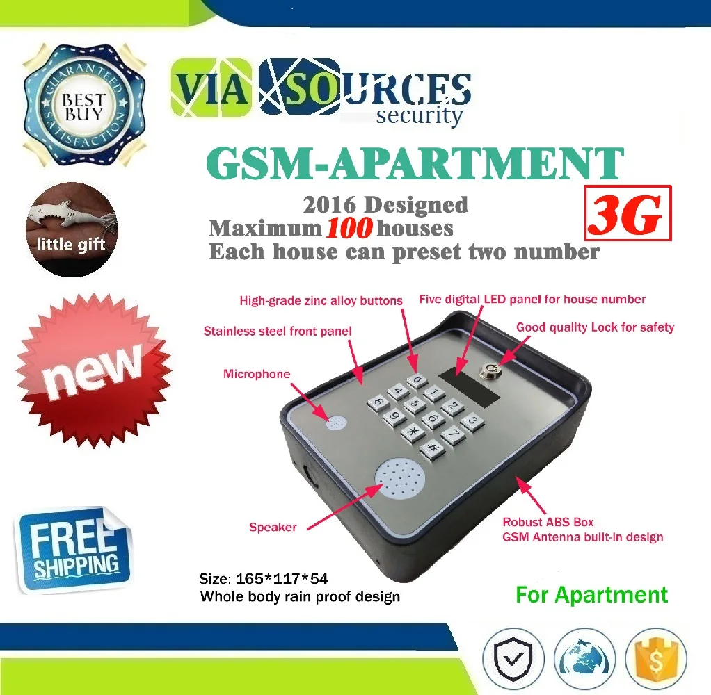 3G and GSM audio intercom for door opener wireless access controller and emergency service help calling dc12v power input
3G and GSM audio intercom for door opener wireless access controller and emergency service help calling dc12v power input