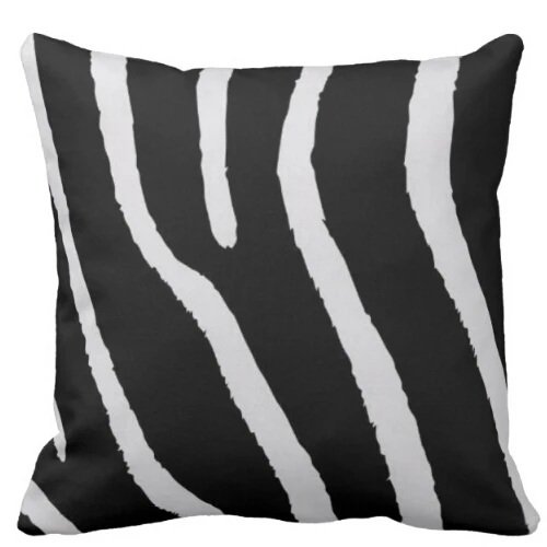 

Fashion Black White Zebra Print Cushion Cover Decorative Throw Pillow Case Soft Polyester Sofa Couch Decor Gifts Two Sides 18"