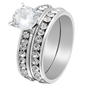 Fashion 316L Stainless steel Ring for Men And Women Center Cool white crystal setting wedding ring sets jewelry Distribution
Fashion 316L Stainless steel Ring for Men And Women Center Cool white crystal setting wedding ring sets jewelry Distribution