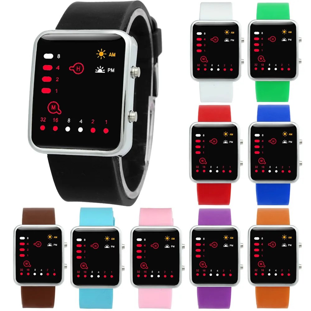 Couple Watches Fashion Mens Digital Red LED Sports Watch Binary Wristwatch Silicone Waterproof Wrist Watch Dropshipping 
Couple Watches Fashion Mens Digital Red LED Sports Watch Binary Wristwatch Silicone Waterproof Wrist Watch Dropshipping