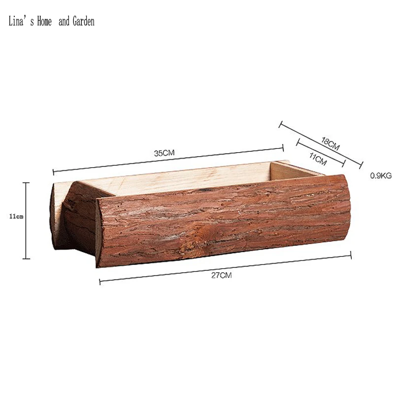 rectangle indoor handmade natural small wooden planter box
