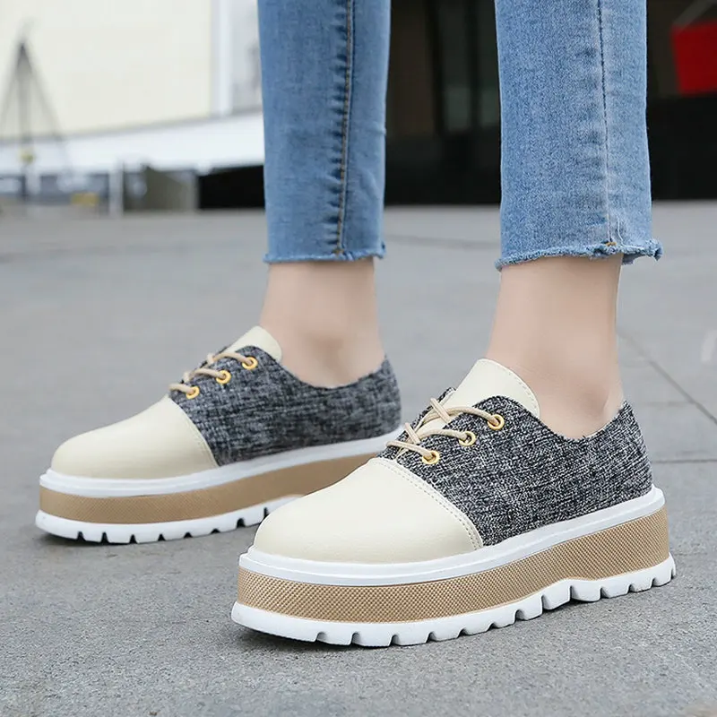 2020 New Arrived Women's Casual Flats Spring Patchwork Round Toe Lace Up Shoes Woman Flat Heels 5cm Platform Soft Girls Footwear
2020 New Arrived Women's Casual Flats Spring Patchwork Round Toe Lace Up Shoes Woman Flat Heels 5cm Platform Soft Girls Footwear