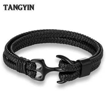Charm Multilayer Men Leather Bracelet Black Gold Black Stainless Steel Survival Rope Anchor Bracelets for Men Male Jewelry Gift
Charm Multilayer Men Leather Bracelet Black Gold Black Stainless Steel Survival Rope Anchor Bracelets for Men Male Jewelry Gift
