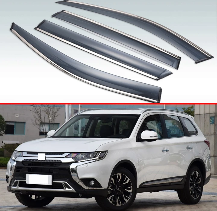 

For Mitsubishi Outlander 2013-2019 Plastic Exterior Visor Vent Shades Window Sun Rain Guard Deflector 4pcs