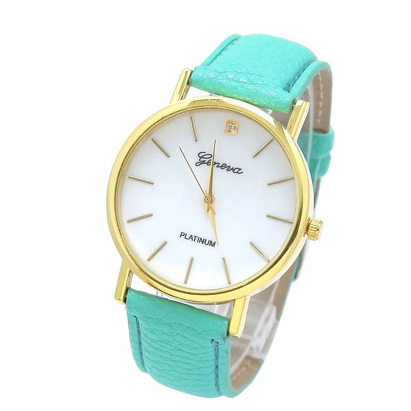 

Gnova Platinum TOP classic Geneva style crystal diamond dot watch women PU Leather wristwatch casual dress reloj