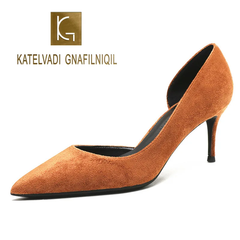 KATELVADI 6.5CM High Heels Shoes Women Pumps Brown Flock Side Opening Women Heels Party Shoes Women Wedding Shoes K-365
KATELVADI 6.5CM High Heels Shoes Women Pumps Brown Flock Side Opening Women Heels Party Shoes Women Wedding Shoes K-365