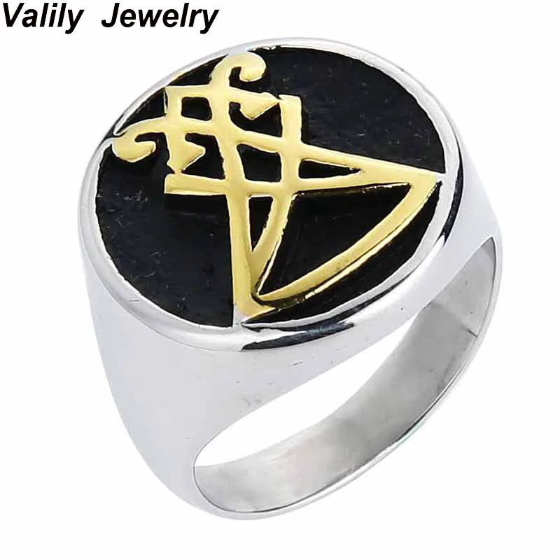 Valily Jewelry Men's Ring Sigil of Lucifer Stainless Steel Seal of Satan Rings Gold Black Finger Band Ring For Male US Size7-13
Valily Jewelry Men's Ring Sigil of Lucifer Stainless Steel Seal of Satan Rings Gold Black Finger Band Ring For Male US Size7-13