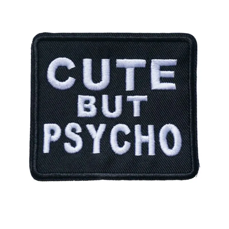 CUTE BUT PSYCHO Embroidery Patch Tactical Morale Badge iron on Armband Patch for Cap/Jacket/Backpack and clothing
CUTE BUT PSYCHO Embroidery Patch Tactical Morale Badge iron on Armband Patch for Cap/Jacket/Backpack and clothing