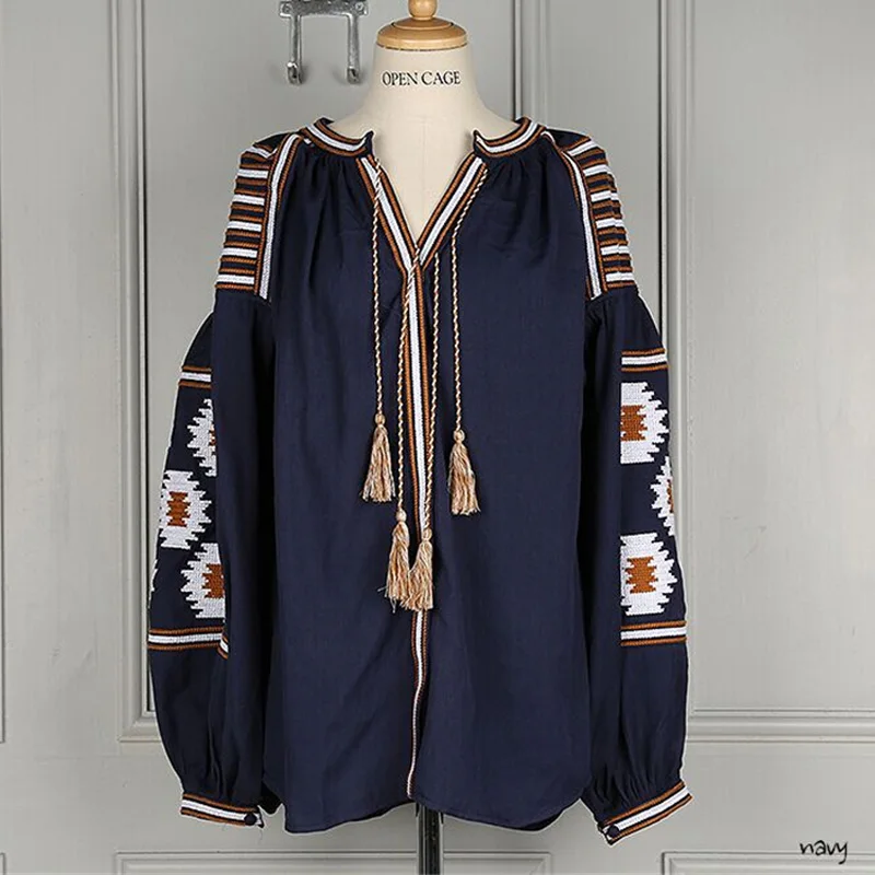 White Blouses Bohemian Style Top Summer 2017 New pattern Elegant Boho embroidered Lantern Sleeve Tassels Loose shirt for women
White Blouses Bohemian Style Top Summer 2017 New pattern Elegant Boho embroidered Lantern Sleeve Tassels Loose shirt for women