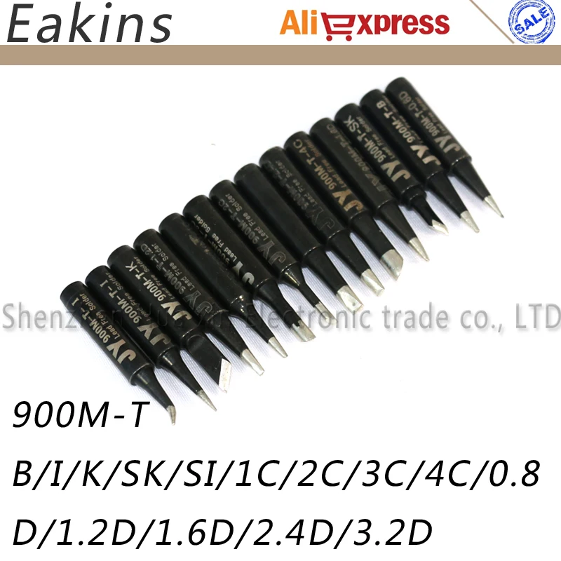 FreeShipping 14PCS/Lot JY BLACK Lead-Free Soldering Solder Iron Tips 900M-T-K for Hakko 936 fx888/888D SAIKE 909D/852 CXG 936d