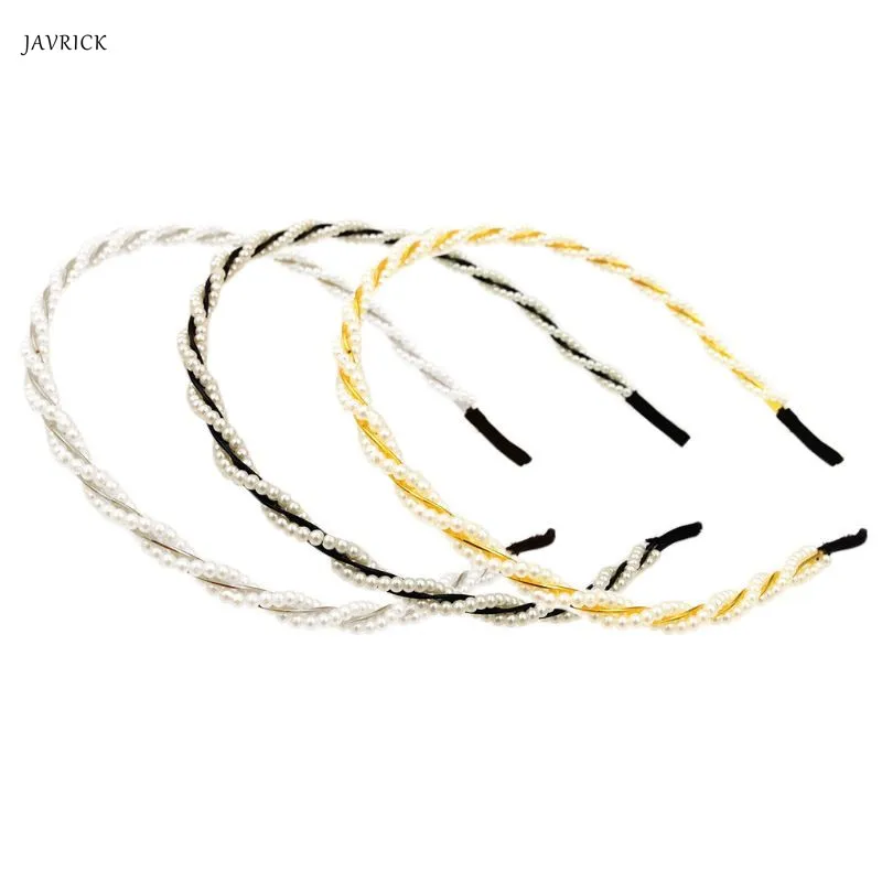 Korean Ladies Luxury Braided Spiral Imitation Pearl Headband Shimmer Metal Alloy Stretch Hair Hoop Princess Wedding Headpiece
Korean Ladies Luxury Braided Spiral Imitation Pearl Headband Shimmer Metal Alloy Stretch Hair Hoop Princess Wedding Headpiece
