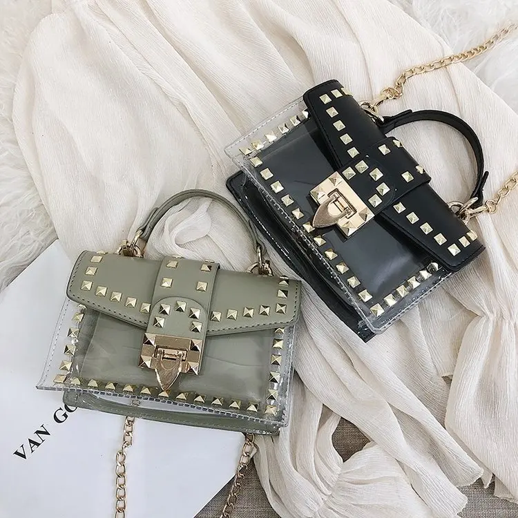 2019 New Clear Transparent Rivet Shoulder Messenger Bags Chain Crossbody Bags PVC Women Handbags
2019 New Clear Transparent Rivet Shoulder Messenger Bags Chain Crossbody Bags PVC Women Handbags