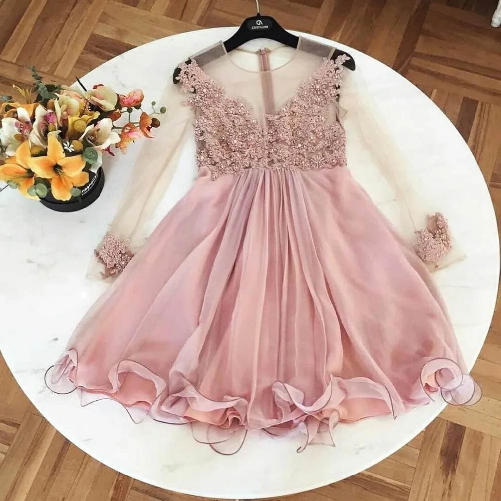 New Pink Short Evening Dresses 2019 O Neck Long Sleeve Beaded Lace Bride Party Formal dress Homecoming Graduation Dresses
New Pink Short Evening Dresses 2019 O Neck Long Sleeve Beaded Lace Bride Party Formal dress Homecoming Graduation Dresses