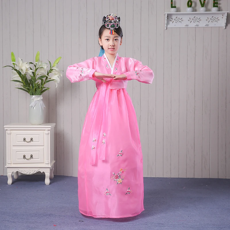Новый дизайн корейский танцевальный костюм Hanbok для девочек этнических