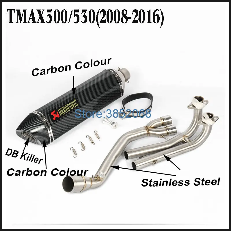 Motorcycle TMAX530 TMAX500 Exhaust Conenct Middle Pipe and Akrapovic Muffler Full System Fit for (08-16 ) Year | Автомобили и