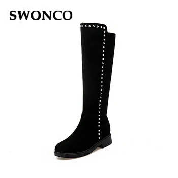 SWONCO Suede Leather Boots Women Winter Fur Shoes 2019 Black Knee High Boots Female Botas Mujer Rivet Snowboots Women Warm Shoes
SWONCO Suede Leather Boots Women Winter Fur Shoes 2019 Black Knee High Boots Female Botas Mujer Rivet Snowboots Women Warm Shoes