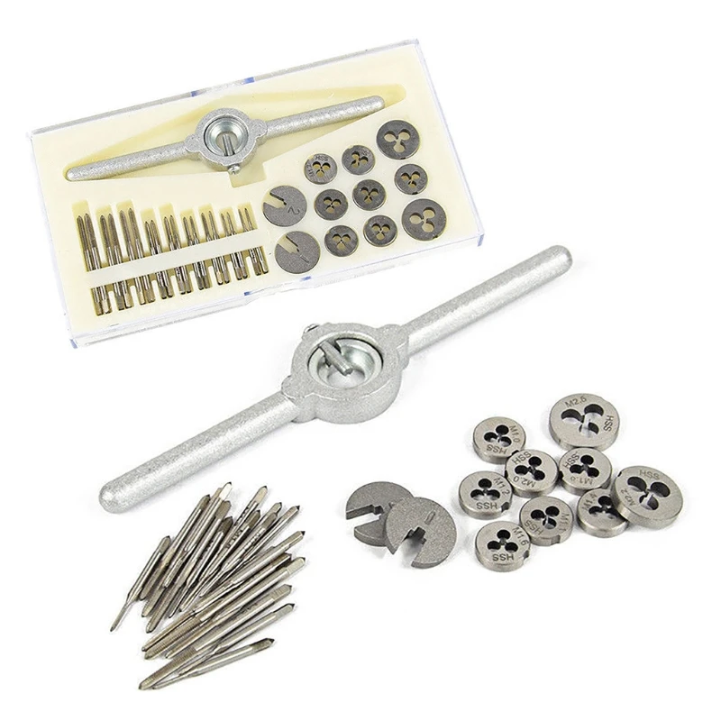 31Pcs Mini HSS Metric Thread Plugs Taps Dies Wrench Handle Set M1-M2.5 Screw New qiang
31Pcs Mini HSS Metric Thread Plugs Taps Dies Wrench Handle Set M1-M2.5 Screw New qiang