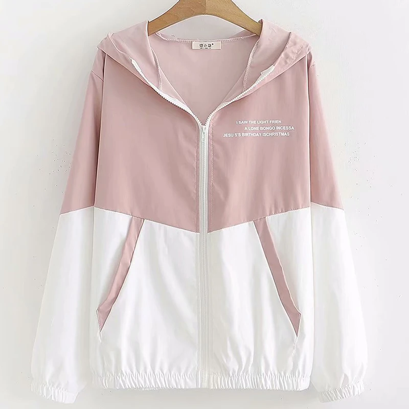 2019 Sunscreen Coat Women Summer Jacket Harajuku Patchwork Splice Long sleeve Hooded Jacket Loose Thin Zipper Women Outerwear
2019 Sunscreen Coat Women Summer Jacket Harajuku Patchwork Splice Long sleeve Hooded Jacket Loose Thin Zipper Women Outerwear
