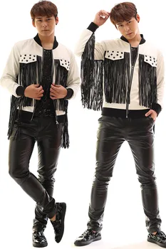 2018 men's clothing GD hair stylies fashion tassel leather jacket nightclub bar performance clothing plus size singer costumes
2018 men's clothing GD hair stylies fashion tassel leather jacket nightclub bar performance clothing plus size singer costumes