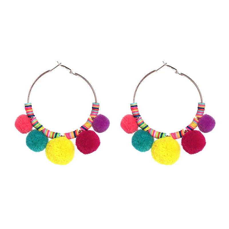Crazy Feng New Design Big Circle Hoop Earrings For Women Bohemian Colorful Cotton Ball Earring Beach Party Jewelry
Crazy Feng New Design Big Circle Hoop Earrings For Women Bohemian Colorful Cotton Ball Earring Beach Party Jewelry