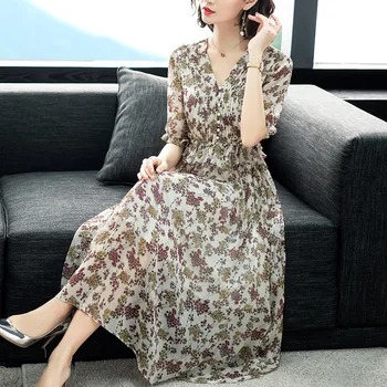 Women Summer Dress Flower Print 2019 New Fashion V Neck Short sleeve Ruffles Slim Waist Dresses Female
Women Summer Dress Flower Print 2019 New Fashion V Neck Short sleeve Ruffles Slim Waist Dresses Female