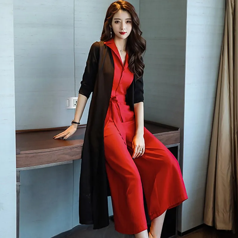 2 Pieces Elegant Ladies Sets 2019 Spring Fashion Women Sashes Jumpsuits and Long Cloak Coat Sets OL Fashion Women Suits WS150
2 Pieces Elegant Ladies Sets 2019 Spring Fashion Women Sashes Jumpsuits and Long Cloak Coat Sets OL Fashion Women Suits WS150