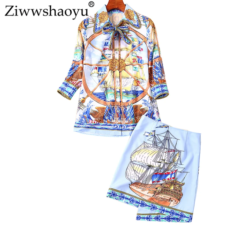 Ziwwshaoyu Vintage Print Sets Turn-down Collar shirt + irregular Mini skirt Set Spring and summer new women's
Ziwwshaoyu Vintage Print Sets Turn-down Collar shirt + irregular Mini skirt Set Spring and summer new women's
