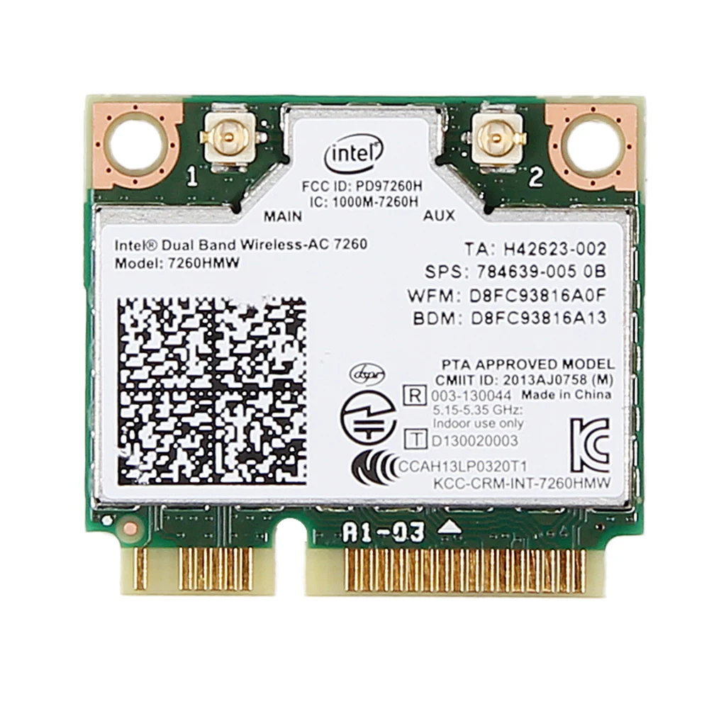 New Dual Band For HP Intel Wireless-AC 7260 7260HMW 802.11ac BT4.0 half Mini PCI-e bluetooth Wireless wifi card SPS 784639-005
New Dual Band For HP Intel Wireless-AC 7260 7260HMW 802.11ac BT4.0 half Mini PCI-e bluetooth Wireless wifi card SPS 784639-005