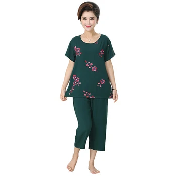 2PC Summer pajamas Set for middle-aged and old ladies Loose short sleeves and long pants pyjamas suit Plus Size And breathe
2PC Summer pajamas Set for middle-aged and old ladies Loose short sleeves and long pants pyjamas suit Plus Size And breathe