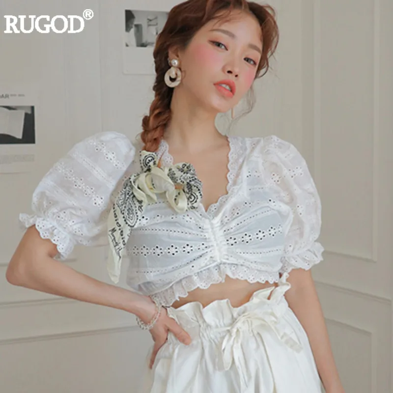 RUGOD New White Lace Blouse Women Sexy Hollow Out V Neck Puff Sleeve Shirt Cropped Top Summer Korean Cotton Blouse Blusa Femme
RUGOD New White Lace Blouse Women Sexy Hollow Out V Neck Puff Sleeve Shirt Cropped Top Summer Korean Cotton Blouse Blusa Femme
