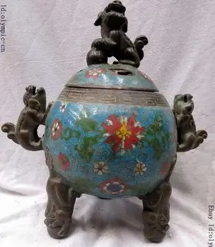 free shipping Old 10" China hand-made bronze Cloisonne Foo Dogs Lion censer incense burner ST
free shipping Old 10" China hand-made bronze Cloisonne Foo Dogs Lion censer incense burner ST