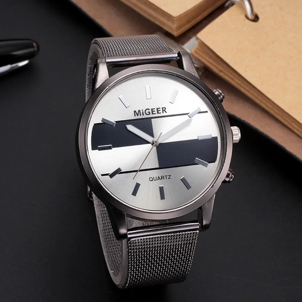 Фото Мужские модные наручные часы из нержавеющей стали с сетчатым - купить