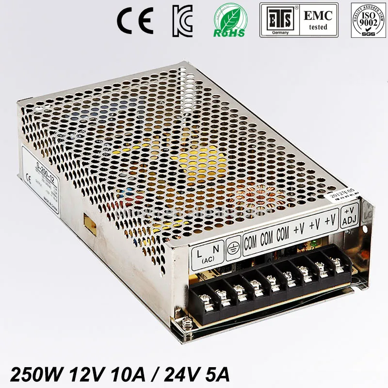 

Best quality double sortie 12V 24V 250W Switching Power Supply Driver for LED Strip AC100-240V Input to DC 12V 12V free shipping