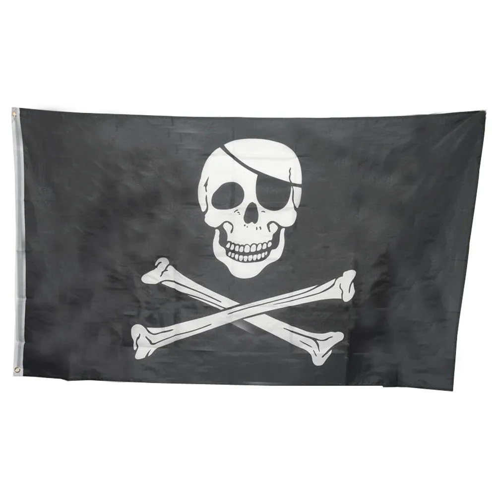

Huge 3x5FT Large Skull Headband Crossbones Pirates Flag Jolly Roger Roger Hanging With Grommet For Ktv Bar Home Praty Decoration