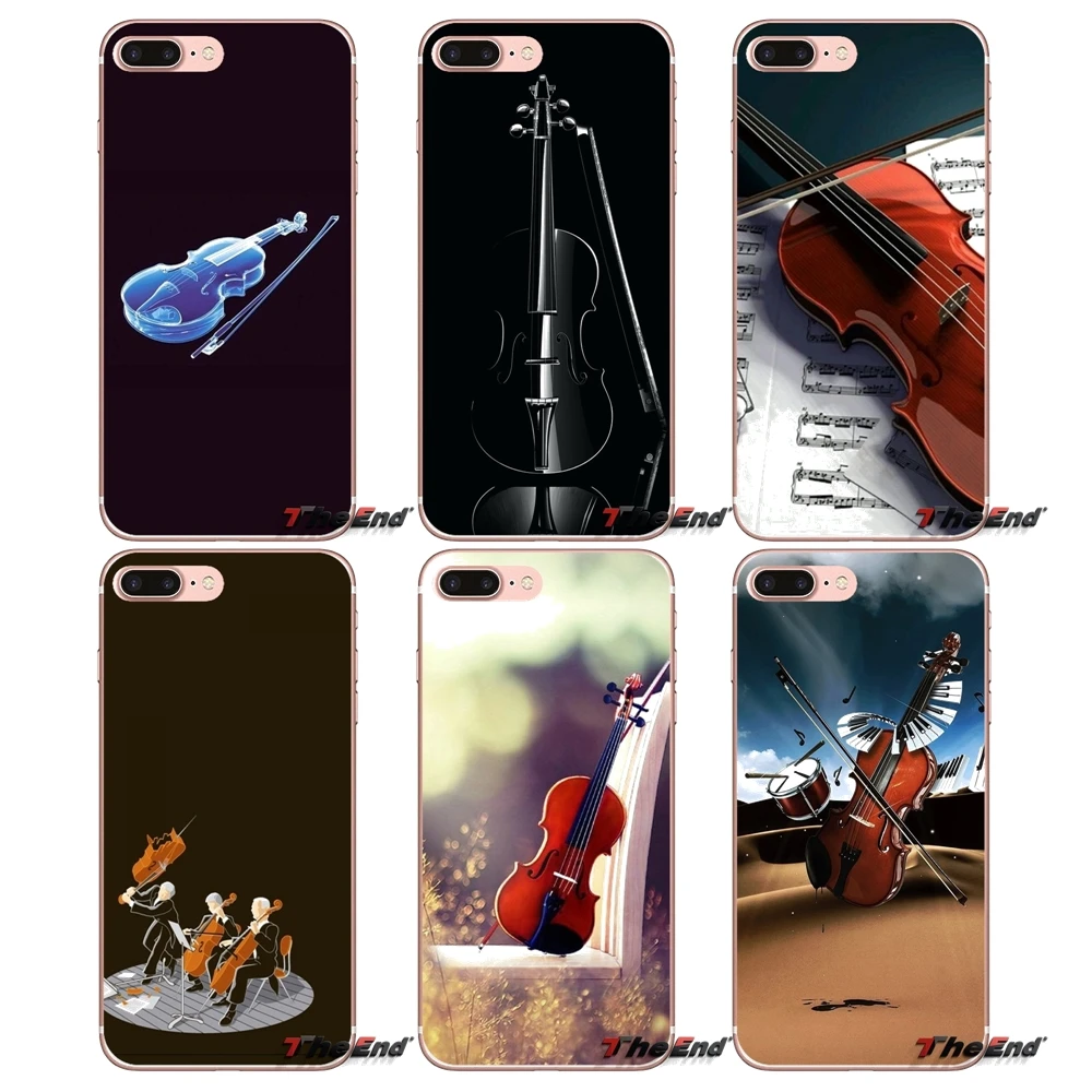 

music violin For iPhone X 4 4S 5 5S 5C SE 6 6S 7 8 Plus Samsung Galaxy J1 J3 J5 J7 A3 A5 2016 2017 Soft Transparent Shell Covers