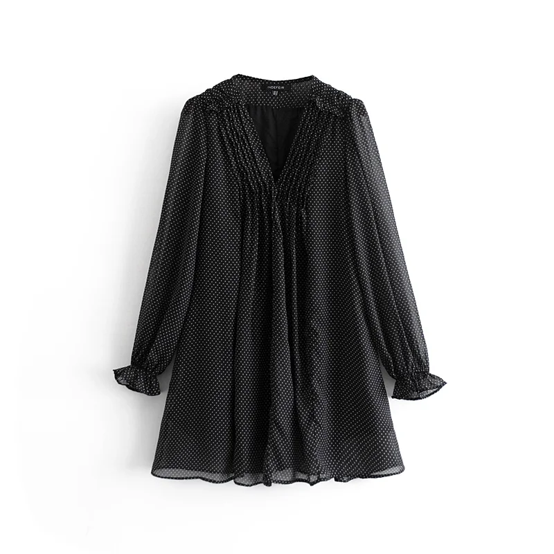 Vintage Chic Black Pleated V-Neck Dress Flare Sleeve Dot Print Retro Fashion Women-s Mini Dresses Long Sleeve Casual Vestidos
Vintage Chic Black Pleated V-Neck Dress Flare Sleeve Dot Print Retro Fashion Women-s Mini Dresses Long Sleeve Casual Vestidos