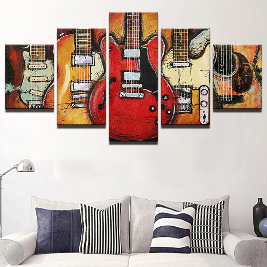Home Decor Modular Frame Picture Canvas Painting 5 Piece Abstract Guitar Musical Instruments Poster Wall For Living Room Modern
Home Decor Modular Frame Picture Canvas Painting 5 Piece Abstract Guitar Musical Instruments Poster Wall For Living Room Modern