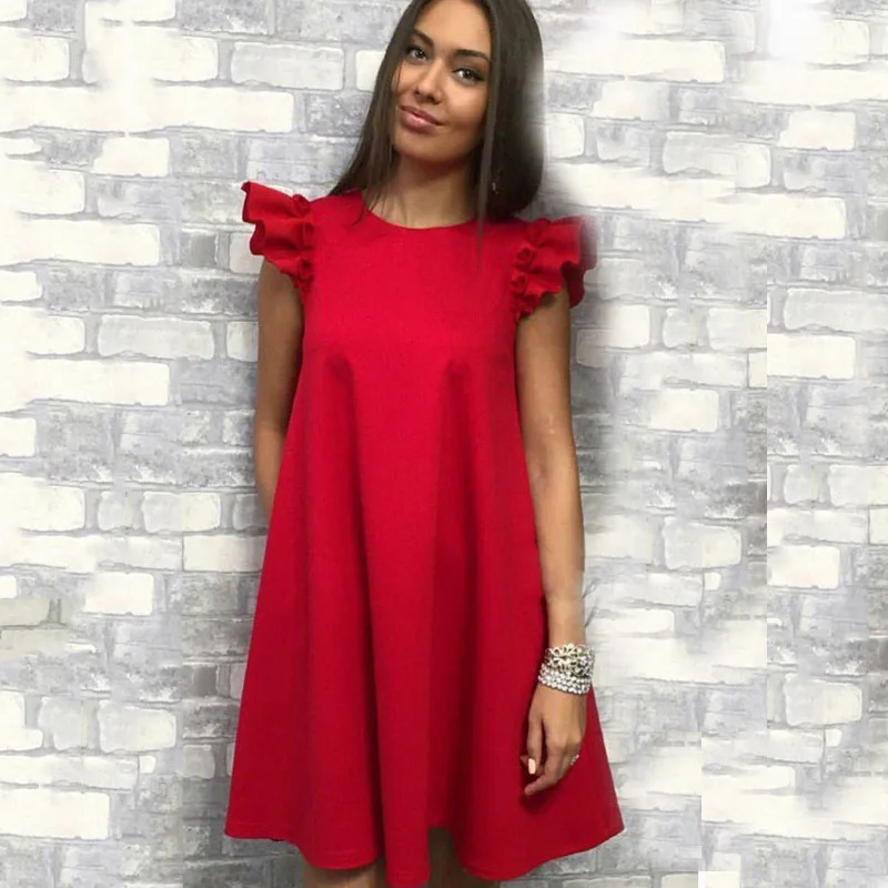 New summer fashion women's lotus leaf dress casual round neck sleeveless loose dress butterfly sleeve mini slim dress
New summer fashion women's lotus leaf dress casual round neck sleeveless loose dress butterfly sleeve mini slim dress