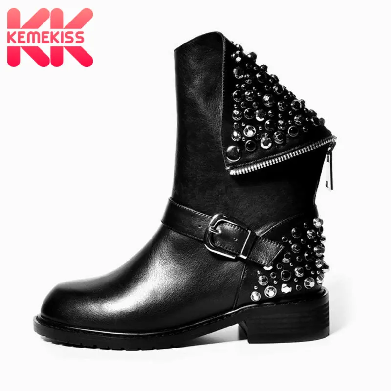 KemeKiss New Arrival PU+Genuine Leather Boots Rivets Winter Ankle Boots For Women Sexy Female Motorcycle Snow Boots Size 34-43
KemeKiss New Arrival PU+Genuine Leather Boots Rivets Winter Ankle Boots For Women Sexy Female Motorcycle Snow Boots Size 34-43