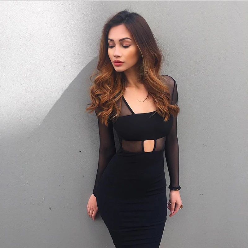 DAYIFUN Fashion Sexy Bandage Dress New Winter Black Dress Long Sleeve Mesh Patchwork Hollow Out Pencil Bodycon Dress ZY6115
DAYIFUN Fashion Sexy Bandage Dress New Winter Black Dress Long Sleeve Mesh Patchwork Hollow Out Pencil Bodycon Dress ZY6115