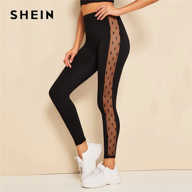 SHEIN Contrast Mesh Insert Leggings Sexy Women Leggings 2019 New Fashion Fitness Black Solid Womens Clothing Long Leggings
SHEIN Contrast Mesh Insert Leggings Sexy Women Leggings 2019 New Fashion Fitness Black Solid Womens Clothing Long Leggings