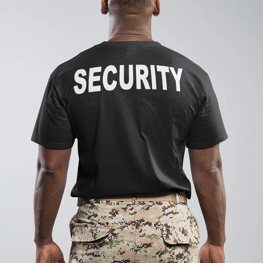 YELLOW SECURITY POLO SHIRT DOORMAN BOUNCER BODYGUARD PRINTED T-SHIRT