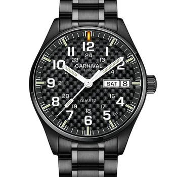 Carnival Mens Sport Military T25 Tritium Luminous 30m Waterproof Steel Watchband Carbon Fibre Dial Quartz Wrist Watches
Carnival Mens Sport Military T25 Tritium Luminous 30m Waterproof Steel Watchband Carbon Fibre Dial Quartz Wrist Watches